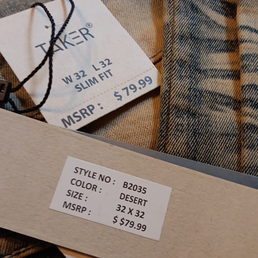 2 Pair Slim Skinny Fit Jeans. Taker And Copper Rivet Brands. Sz 32/32.desert/blu - Picture 9 of 9